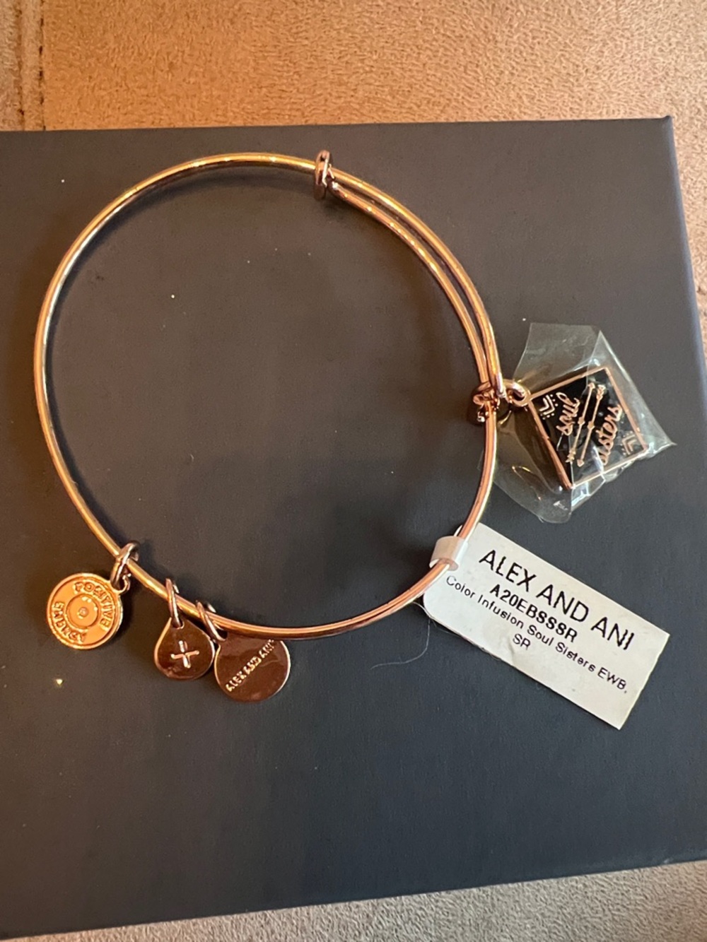Alex and Ani Rose Gold Charm Bangle Bracelet